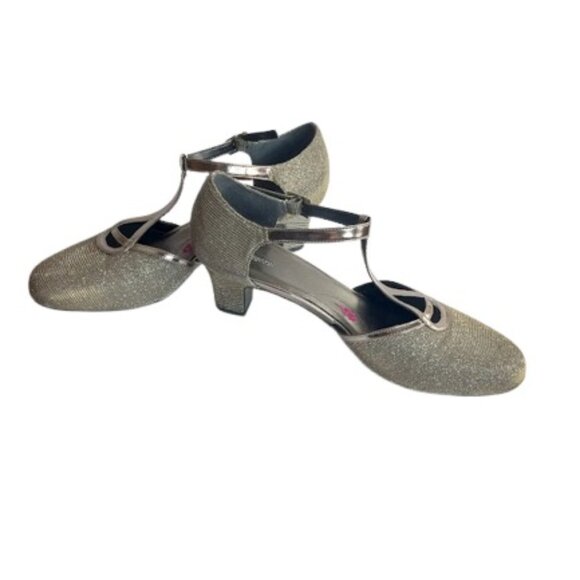 Ross Hommerson Womens Heidi T Strap Pumps Silver Iridescent Glitter 9M - Picture 3 of 6